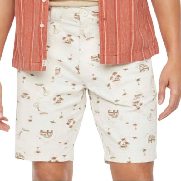 mutual weave Mens Chino Fatigue Shorts Tropical Print Size 38 - Picture 1 of 12